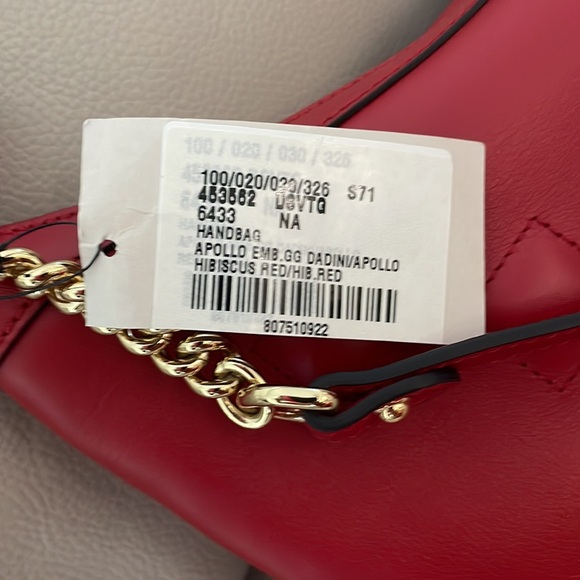 GUCCI RED LEATHER APOLLO SHOULDER BAG WITH GG LOGO/Dust Bag! NWT - Picture 9 of 9